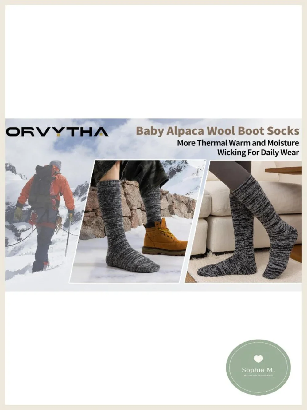 Alpaca Wool Boot Socks Thermal Heavyweight Mid-Calf Winter Hiking